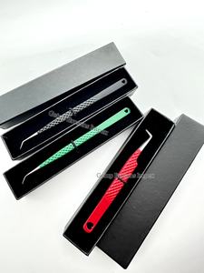 Nouveau 90 degrés couleur différente revêtement en poudre coeur découpe conception 45 degrés en acier inoxydable extension de cils pince à épiler outil de beauté - Product Image 5