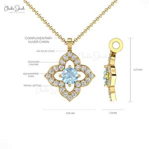 จี้เพชรรูปใบโคลเวอร์ทรงกลมสีทอง14K คุณภาพระดับพรีเมี่ยมสีทองพลอย3มม. จี้เพชรแบบละเอียดขายส่งจำนวนมาก - Product Image 4
