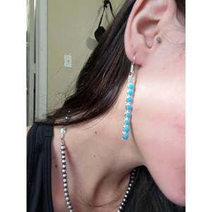Pendientes Colgantes Rick Enriquez, Chapados en Oro, Plata de Ley, con Turquesa, Perla, Diamante, Rubí, Estrella y Flores, para Bodas - Product Image 2