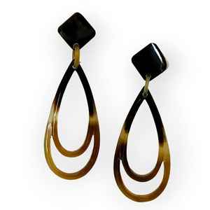 Pendientes de cuerno de búfalo etéreo, joyería de declaración hecha a mano en estilo vintage | Pendientes ligeros de material natural para mujer - Product Image 2