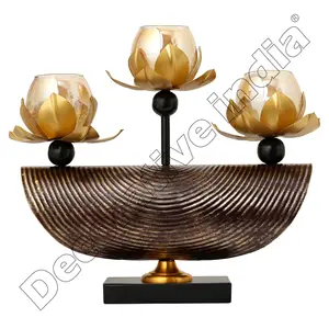 Home Decoration Living Room Decor Glass Candle Holder Home Decoration Wedding Centerpieces Gold Metal Candle Jar Holder