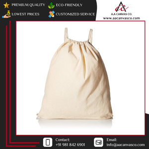 Bolsas de compras con cordón de lona de algodón de color crema de alta calidad con logotipo personalizado para promociones Oferta caliente con precio razonable - Product Image 3