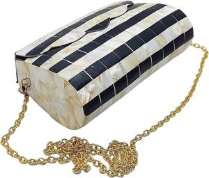 กระเป๋าถือคลัทช์แบบดั้งเดิมสำหรับผู้หญิงกระเป๋าแฟชั่นดีไซน์แบบคุณแม่ประดับมุกฝังลวดลายเรขาคณิตกระเป๋าถือของขวัญวัสดุหนัง - Product Image 6