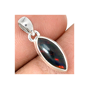 Pendentif fait main en argent Sterling 925, breloque en opale noire, à vendre au meilleur prix - Product Image 1