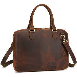 Genuine <b>Leather</b> Laptop <b>Briefcase</b> Classic Men's Business Shoulder Bag Durable Handle Closure with Strap - Product Image 6