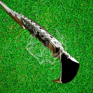 Custom Full Tang D2 Steel Hunting Camping Bearded <b>Axe</b>, Micarta Handle Tomahawk Real Hatchet with Leather Sheath, Ideal Gift - Product Image 5