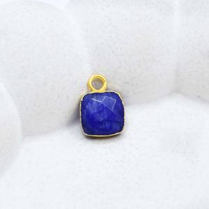 Dije de Zafiro Azul Cuadrado de 8x8mm, Facetado, Chapado en Oro, para Manualidades y Joyería - Product Image 6