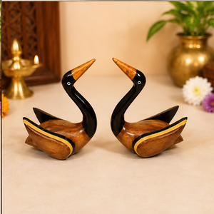 Figuras de cisnes de madera hechas a mano, 2 piezas, esculturas de animales tradicionales, decoración de mesa, adorno para sala de estar - Product Image 1
