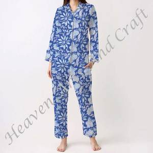 Ensemble de pyjama pour femmes 100% coton, vêtements de maison doux, ensemble de pyjama printemps/été, motif floral/CHARACTERE/Lettre/Motif/Vacances/Arbre, PJ105 - Product Image 2