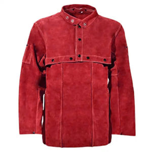 Chaqueta de soldadura de cuero Ropa de trabajo resistente al fuego Chaqueta de soldadura de cuero hecha con cuero de vaca fuerte. - Product Image 4