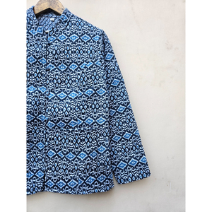 Veste matelassée en lin à imprimé de blocs faite à la main pour femmes indiennes Vintage bohème rayure Design respirant coton automne - Product Image 3