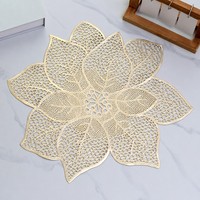 Set de table en PVC doré à motif floral, tapis de table creux, style nordique, pour hôtel et restaurant