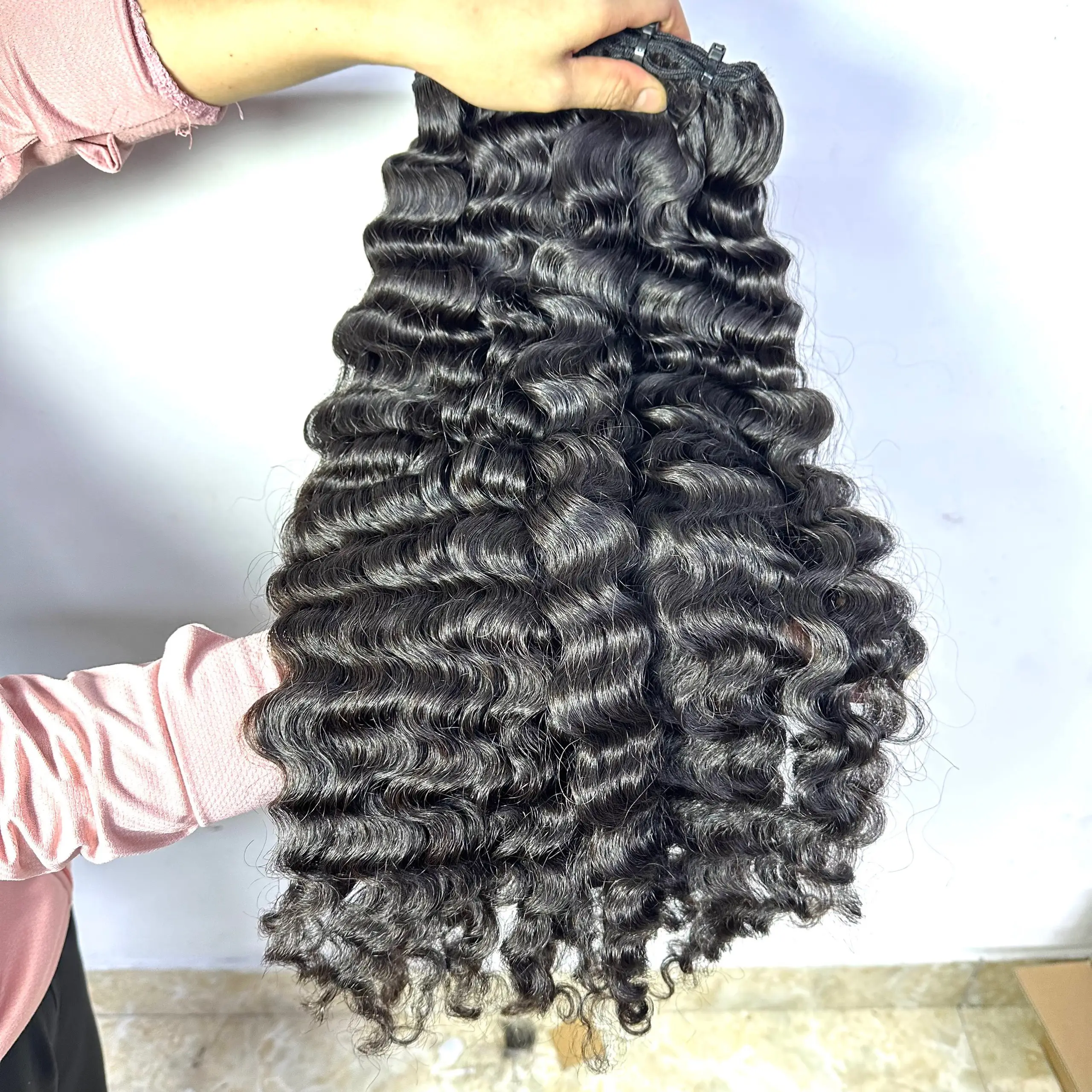 Wig rambut manusia grosir wig keriting India mentah wig keriting Thailand untuk wanita hitam puff produk kecantikan untuk klip wanita