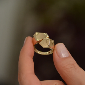 Women's Lightweight 14K Solid Gold Statement Ring Chunky Alloy Stackable Fashion Rings with IGI <b>Certificate</b> - Product Image 1