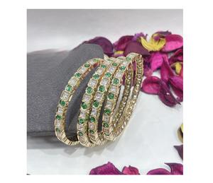 Gorgeaus Fancy Stylish Trendy AD Stone Look <b>Gold</b> Plated Party Wear <b>Bangles</b> Two Pair Of <b>Bangle</b> <b>Set</b> for Women Wedding Wear - Product Image 2
