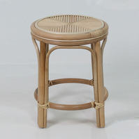 Taburete Redondo de Ratán Moderno de Indonesia - Silla de Descanso con Funda Extraíble para Hogar, Oficina, Dormitorio, Apartamento y Comedor