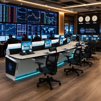 Console de Trading Financier Professionnelle Moderne – Poste de Travail Multi-Écrans pour Bourse, Centre Commercial, Atelier Extérieur
