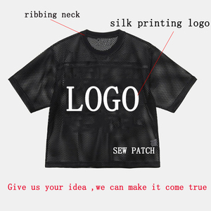เสื้อตาข่ายแฟชั่นลำลองออกแบบได้เองเสื้อยืดตาข่ายฟุตบอลบ็อกซี่เสื้อครอปตาข่ายเสื้อยืดดูผ่านเสื้อกีฬาสำหรับผู้ชาย - Product Image 4
