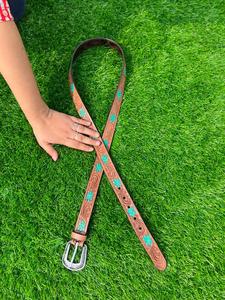 New Arrival Genuine <b>Leather</b> Western Hand <b>Tooled</b> and Hand Painted Floral <b>Belts</b> Real Handmade <b>Tooled</b> <b>Leather</b> Unisex Waist <b>Belts</b> - Product Image 2