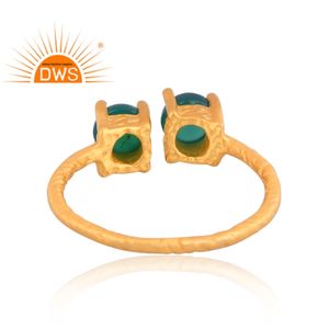 Latest Handmade Design 18K Gold Plated Natural Green Onyx Gemstone <b>Adjustable</b> <b>Ring</b> Demi Fine Jewelry Manufacturer - Product Image 4
