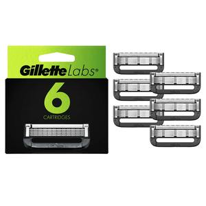 Recargas de cuchillas de afeitar de acero inoxidable para hombre Gillette Labs con barra exfoliante, 6 unidades - Product Image 1