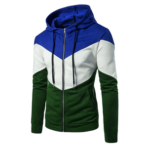 Sweat-shirt à capuche zippé pour homme, coupe ajustée, style color block, décontracté, pour l'automne, en polyester et coton, tricoté en French Terry - Product Image 4