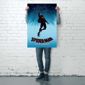 Modern Style Spider-Man 'Into the Spider-Verse-Fall' Canvas <b>Poster</b> Black Frame for Wall Use - Product Image 3