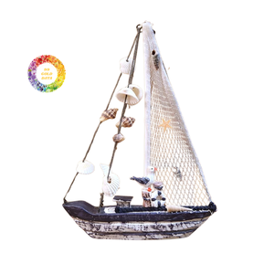 Barco de conchas hecho a mano de edición limitada | Decoración marina única | Artesanía costera de Vietnam - Product Image 4