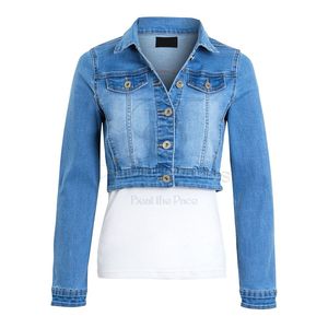 แจ็กเก็ตยีนส์ฟอกกลับได้ทรงสลิมฟิตของผู้หญิงแจ็กเก็ตยีนส์ขนาดใหญ่พิเศษพิมพ์ลายแฟชั่นฤดูหนาว - Product Image 3