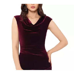 Abito lungo invernale in velluto XSCAPE da donna, taglia 8, viola chiaro/purpureo, modello a tubino con drappeggio frontale in paillettes e vita naturale - Product Image 2