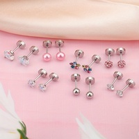 Boucles d'oreilles à visser en acier inoxydable non ternissant, alliage de zinc, petites boucles d'oreilles, piercing d'oreille, hélix, tragus, cartilage, dos plat, chrétien