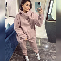 Setelan Olahraga Wanita Ukuran Besar Musim Dingin, Unisex, Lengan Panjang, Hangat, Bernapas, 100% Katun Fleece, Pinggang Elastis, Logo Custom
