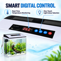 Aquarium en verre pour poissons, aquarium de bureau en verre courbé à chaud avec écran numérique, éclairage LED et système de filtration intégré