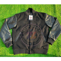 Veste universitaire en laine de haute qualité et manches en cuir véritable, col montant, pour clubs sportifs et uniformes scolaires