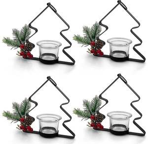 Tree <b>Black</b> Metal Tabletop Votive <b>Holder</b> Indoor & Outdoor Tealight <b>Candle</b> <b>Holder</b> for Home Hotel Office Wedding Party Decoration - Product Image 1