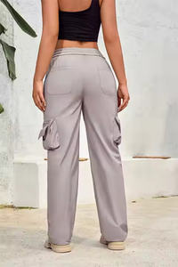 กางเกงคาร์โก้ทรงหลวมของผู้หญิงกางเกงทรงหลวมเอวสูงออกแบบโลโก้ได้ตามต้องการ - Product Image 3