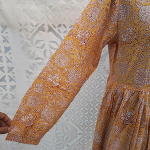 Vestido Camisero de Tela de Algodón con Estampado en Bloque al por Mayor, con Cierre de Botones, Diseño Plisado, Vestido Largo, Ropa de Mujer - Product Image 4