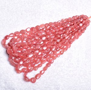 Vente en gros de perles de pierre à facettes en rhodochrosite naturelle de 8mm Pépites de culbutage lisses Chunky Collier Bracelet DIY Making Stone Material - Product Image 6
