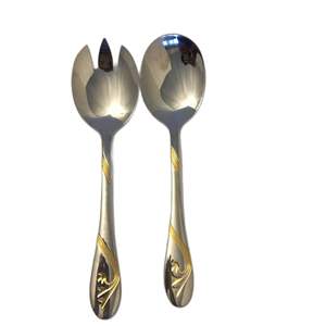 Tenedores de servidor chapados en plata de alta calidad, juego de cucharas de manos de ensalada de Metal, juego de cubiertos, juego de ensalada de Metal de alto estándar de la India - Product Image 1