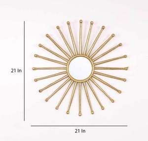 Miroir mural moderne rond doré en acier métallique fait à la main, best-seller, décoratif pour la maison, le jardin, le mariage, personnalisable - Product Image 5