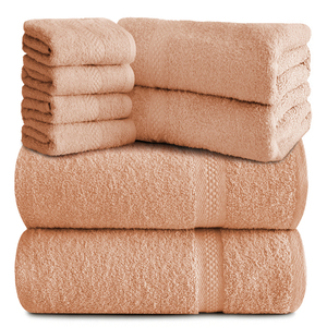 100% Cotton Woven <b>Bath</b> <b>Towel</b> <b>Set</b> 8 Piece Soft Absorbent Home Use Solid Color Rectangle Adult Skin Friendly - Product Image 4