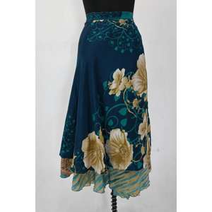 Style Vintage pour femmes vêtements d'été jupe portefeuille en soie longue réversible 2 couches taille magique Wrap Saree maillots de bain Style à la mode - Product Image 1