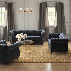 Il divano di lusso di ultimo design diretto in fabbrica set 2 + 3 divano da soggiorno in tessuto viola in velluto può essere personalizzato set di divani - Product Image 6