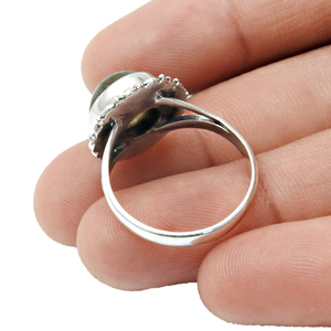 Fabuloso diseño 925 plata esterlina labradorita Natural piedra preciosa anillo de forma redonda para mujer y niñas exportador de joyería hecha a mano - Product Image 5