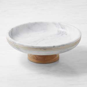 Bol de service rond en marbre blanc profond avec un attrait contemporain pour les maisons modernes et les expériences culinaires élégantes - Product Image 6