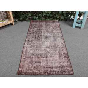 พรมวินเทจขนาดเล็ก 1.9x3.9 ฟุต สีน้ำตาล พรมขนสัตว์ตุรกีสไตล์ตะวันตกเฉียงใต้ - Product Image 4