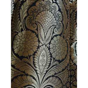 Banarasee/Banarasi tejido a mano arte seda sin coser Lehenga y blusa Tela-Negro - Product Image 3