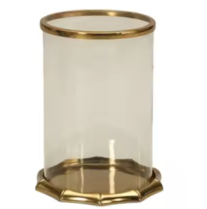 Bougeoir décoratif en aluminium verre et fer laiton brut couleur or style moderne bougeoir fait à la main pour la décoration de la maison et de l'hôtel - Product Image 1