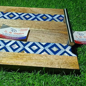 Plateau de luxe en bois incrusté de nacre naturelle Ramadan Mubarak Dessert et date plat de service Eid cadeaux - Product Image 1