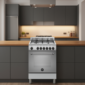 Cocina de gas de 4 quemadores con horno eléctrico AMERICANA AMN664EXV 24 Inox Clase A (59,5x60x85,3cm) - Product Image 3